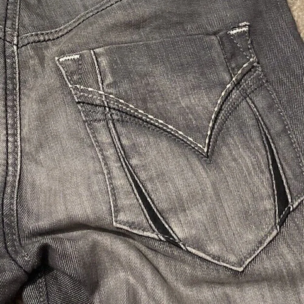 Monarchy Jeans Mens Size 27 Regular Gray And White Distressed Flip Pocket